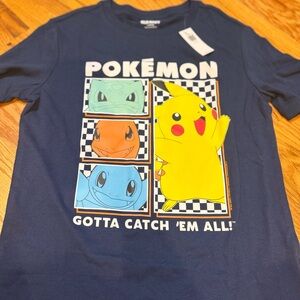 New Pokémon Kids Navy Blue Pikachu Graphic Tee size 10-12 - Gotta Catch 'Em All